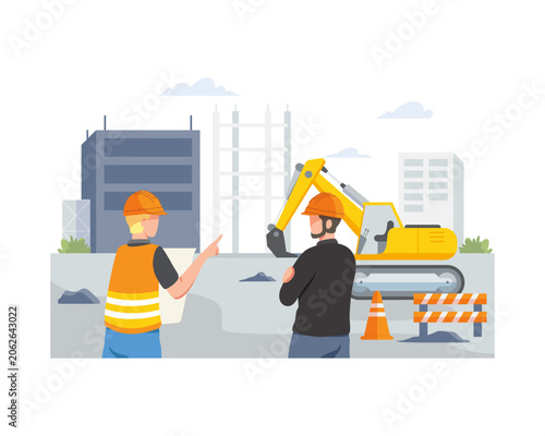 Construction Workers Discussing Project