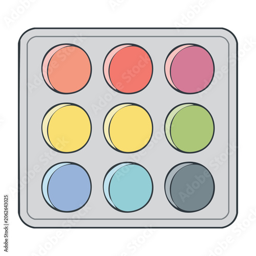 Flat design color circles grid layout