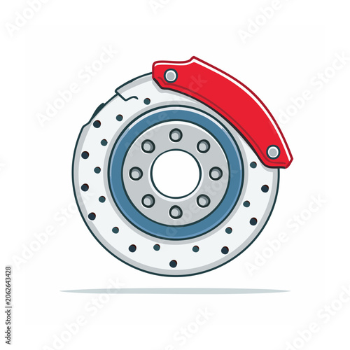 Red and blue bicycle wheel vector illustration
