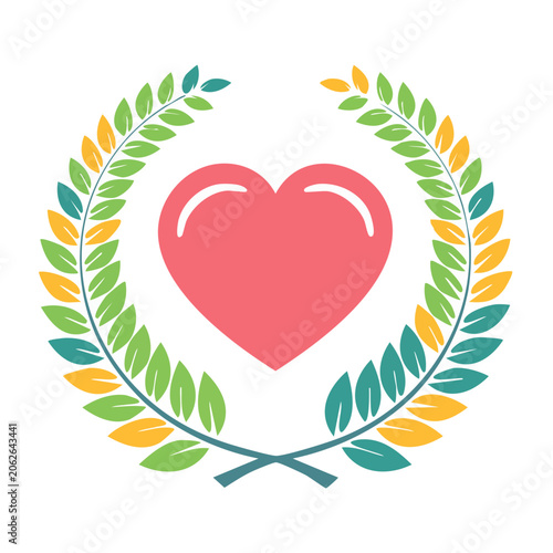 Red heart with floral ornament vector design