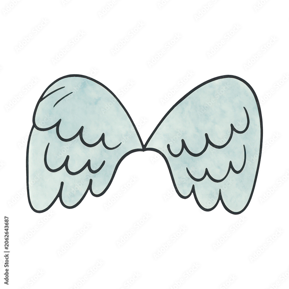 Obraz premium PNG Light blue angel wings illustration.