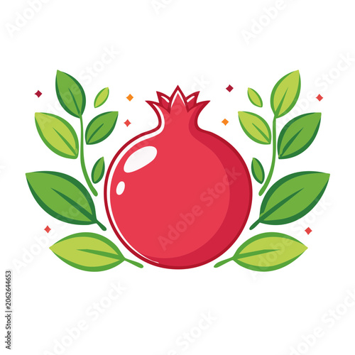 Flat design cherry with leaves and stems