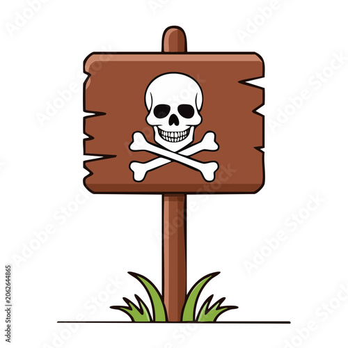 Flat design skull with cactus vector icon