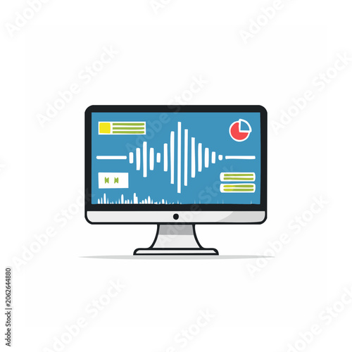 Flat design sound equalizer 3D render