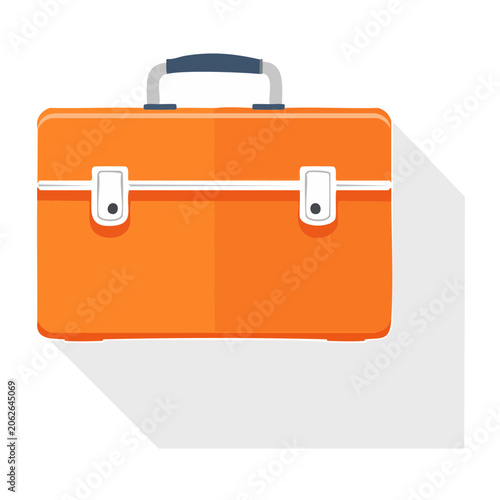 Orange flat design briefcase isolated
