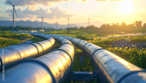 Industrial Energy Network Featuring Interconnected Pipelines, Flow Management Systems, and Advanced Infrastructure Technology