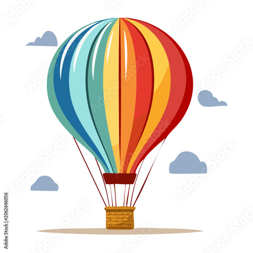 Hot air balloon with rainbow stripes isolated