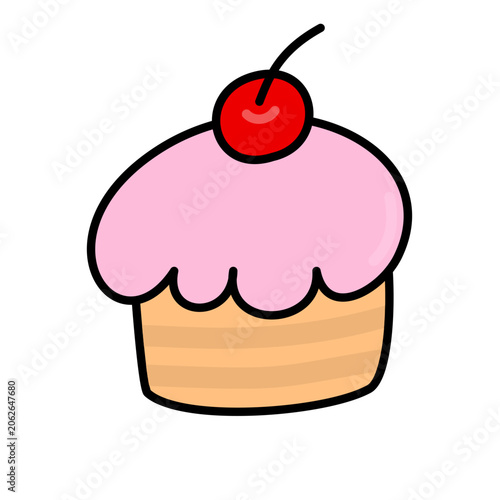Pink Cupcake Drawing Graphic Element Design