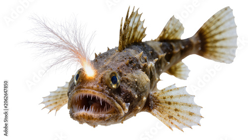 Photos Scorpaeniformes fish with glowing lure and sharp teeth