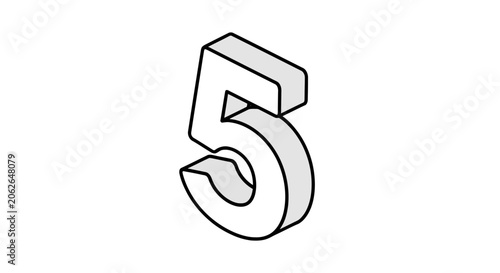 Photos Isometric number five in bold outline style
