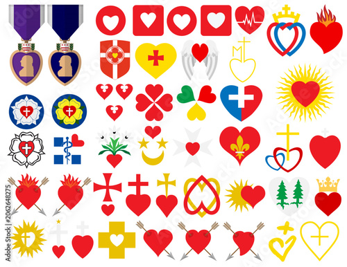 Heraldic, Religious, Road Signs and Military Heart Shaped Symbols