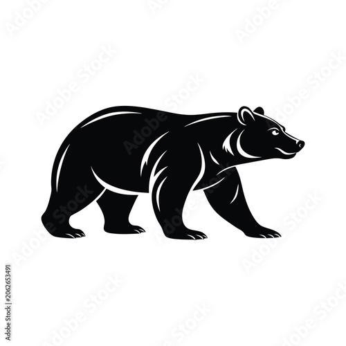 Black bear, animal icon, wildlife illustration, vector graphic