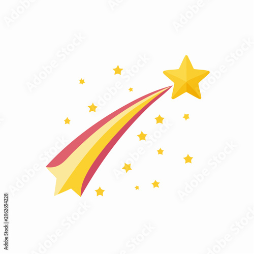 Shooting Star with Trail and Stars