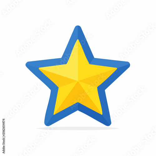 Yellow star with blue outline on white background