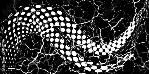 Black and white abstract halftone pattern with hexagon shape for modern background and jersey design.