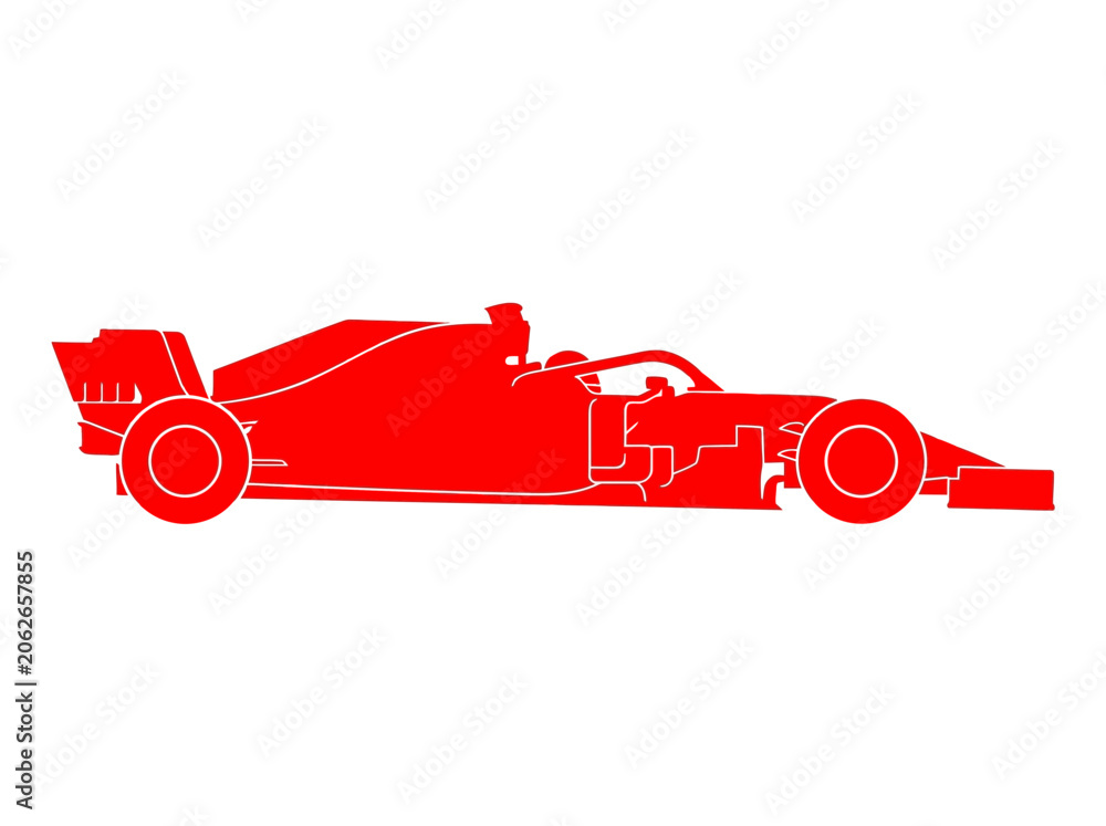 Naklejka premium Red racing car speedster vehicle.