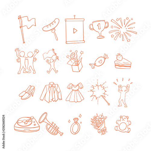 Hand Drawn Celebration Event Doodle Icon Collection