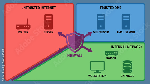 Photos Network Topology Map with Firewall Zones Security