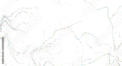 Quadro su tela Abstract artwork featuring a white background with a colorful particle trail, ev