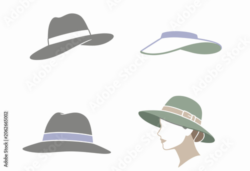 Woman Wearing Stylish Sun Hat in Profile View
