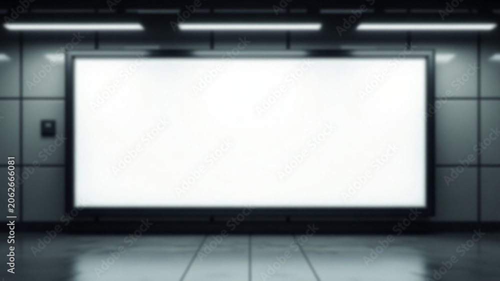 Fototapeta premium Located in subway underground iteration hall blurred background layout insert text for customer ar Blank