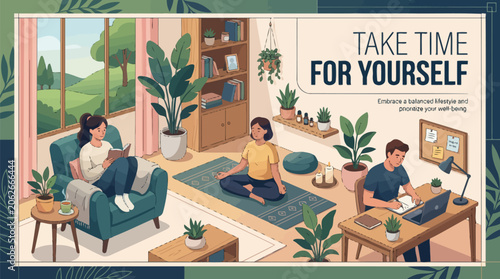 People engaging in self care activities at home