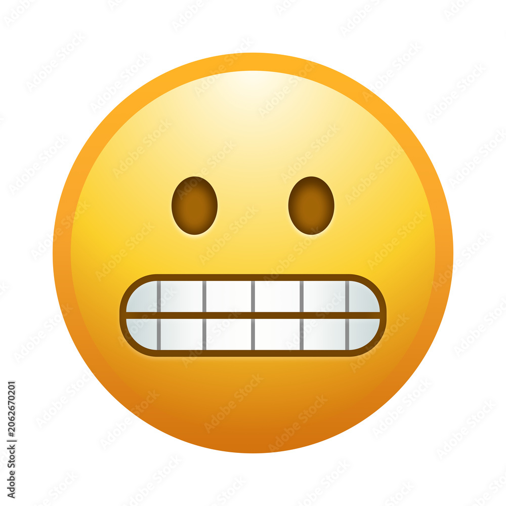 Obraz premium Grimacing face emoji illustration, isolated on transparent background.