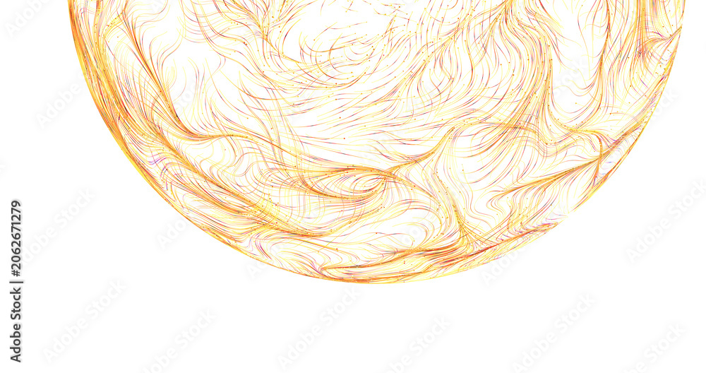 Obraz premium Artistic abstract illustration featuring a golden sphere with intricate lines and pattern