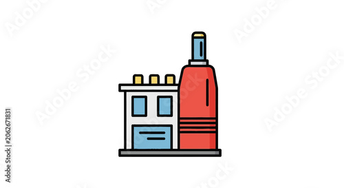 Foto Industrial factory building icon with smokestack