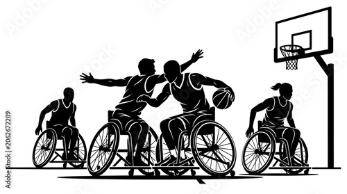 Wheelchair basketball players in action.