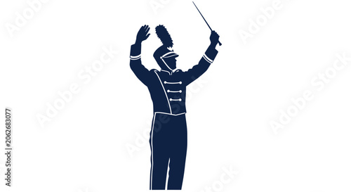 Εκτύπωση καμβά Silhouette of a drum major conducting a marching band