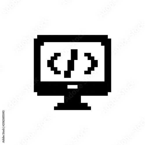 Pixel art coding monitor icon
