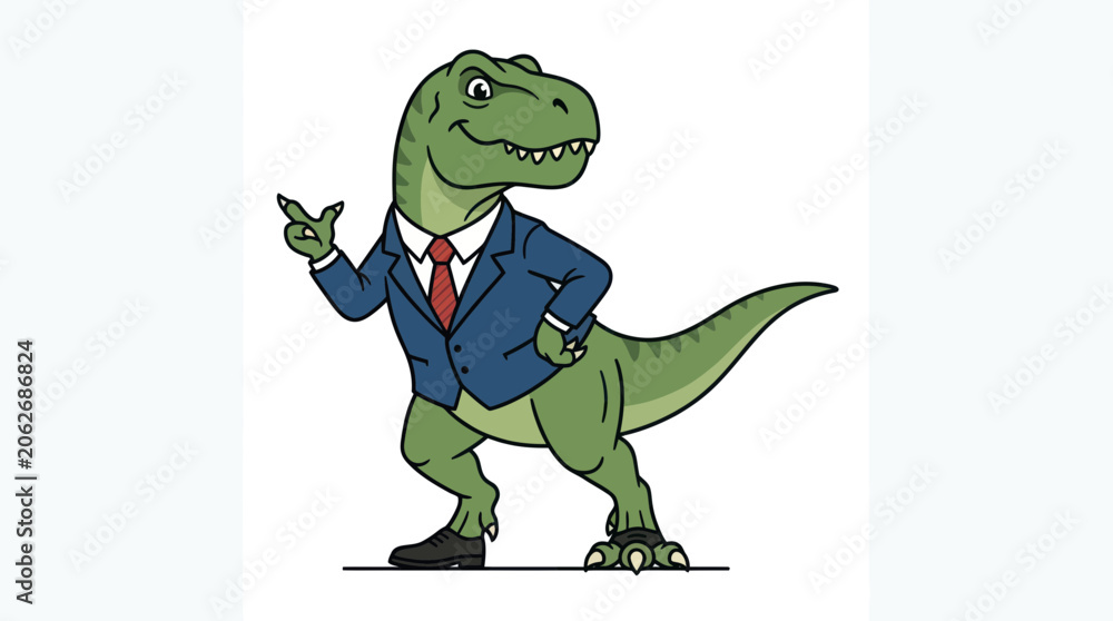 Φωτογραφία Confident tyrannosaurus rex businessman wearing blue suit and tie