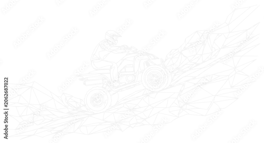 Fototapeta premium ATV Rider Ascending Steep Terrain with Geometric Overlay