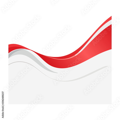 Red and white flat ribbon isolated on transparent background