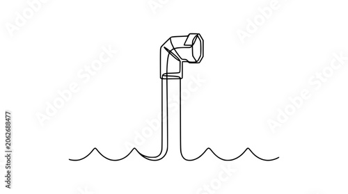 Fotografie Periscope emerging from ocean waves, minimalist line art, underwater exploration