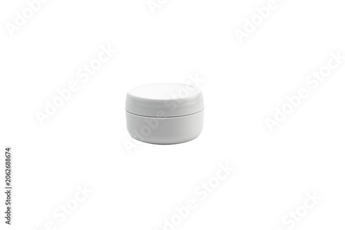 White plastic cosmetic jar for skincare mockup, transparent background