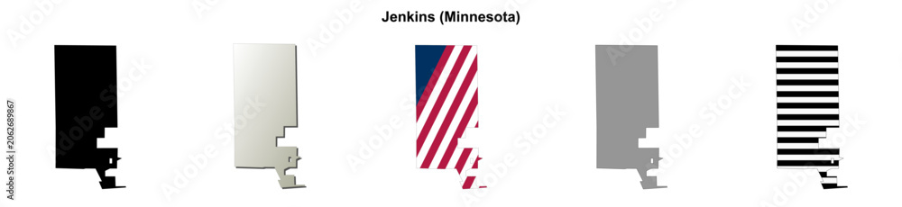 Fototapeta premium Jenkins (Minnesota) blank outline map set