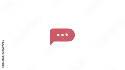 Minimalist animation of a speech bubble icon appearing on a white background