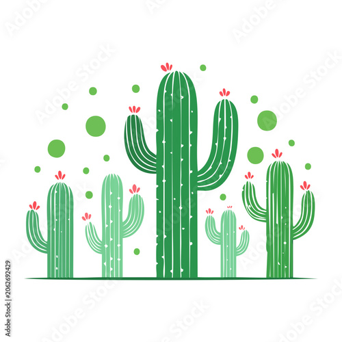 Flat design green leaf pattern with red berries