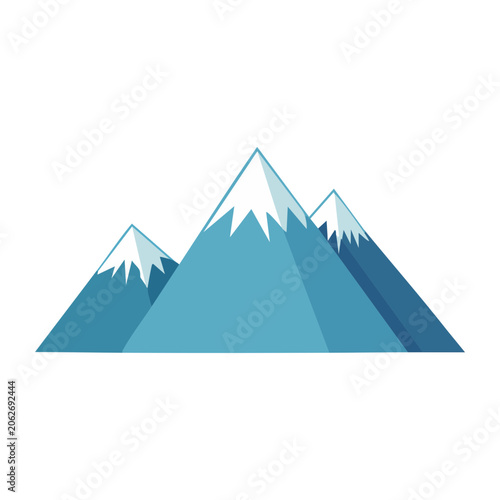Flat design mountain peak with snow