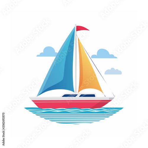 Flat design 3D sailboat on white background