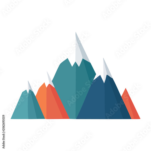 Flat design mountain peaks vector illustration