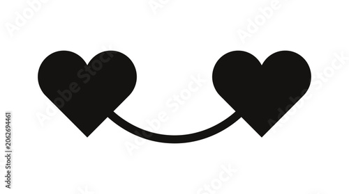 Two Black Hearts Connected by a Line.