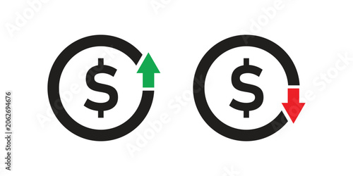Bild auf Leinwand Increase and decrease dollar price sign