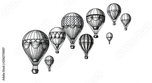 Photos Vintage hot air balloons soaring in formation
