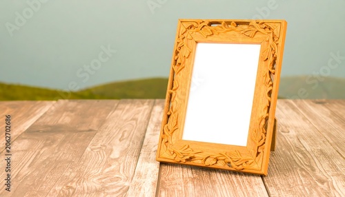 Wooden picture frame on a table