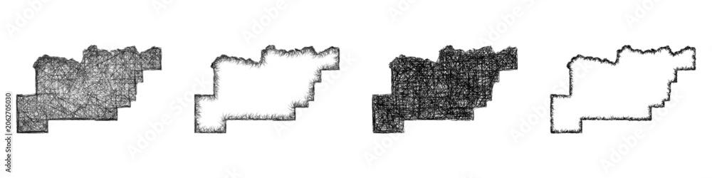 Fototapeta premium Sketch Clark County (Idaho) outline map design set