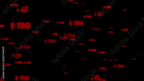 Dollar values flying for stock market crash and financial loss showing declining money figures, inflation, and economic downturn