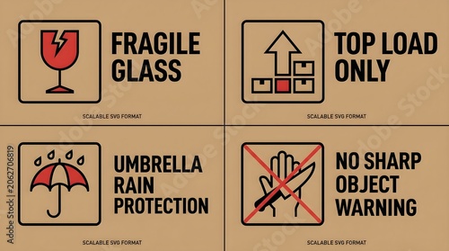 Warehouse handling icon set carton